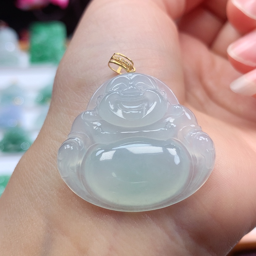 【闪购商品】翡翠吊坠(赠链)18K金镶嵌