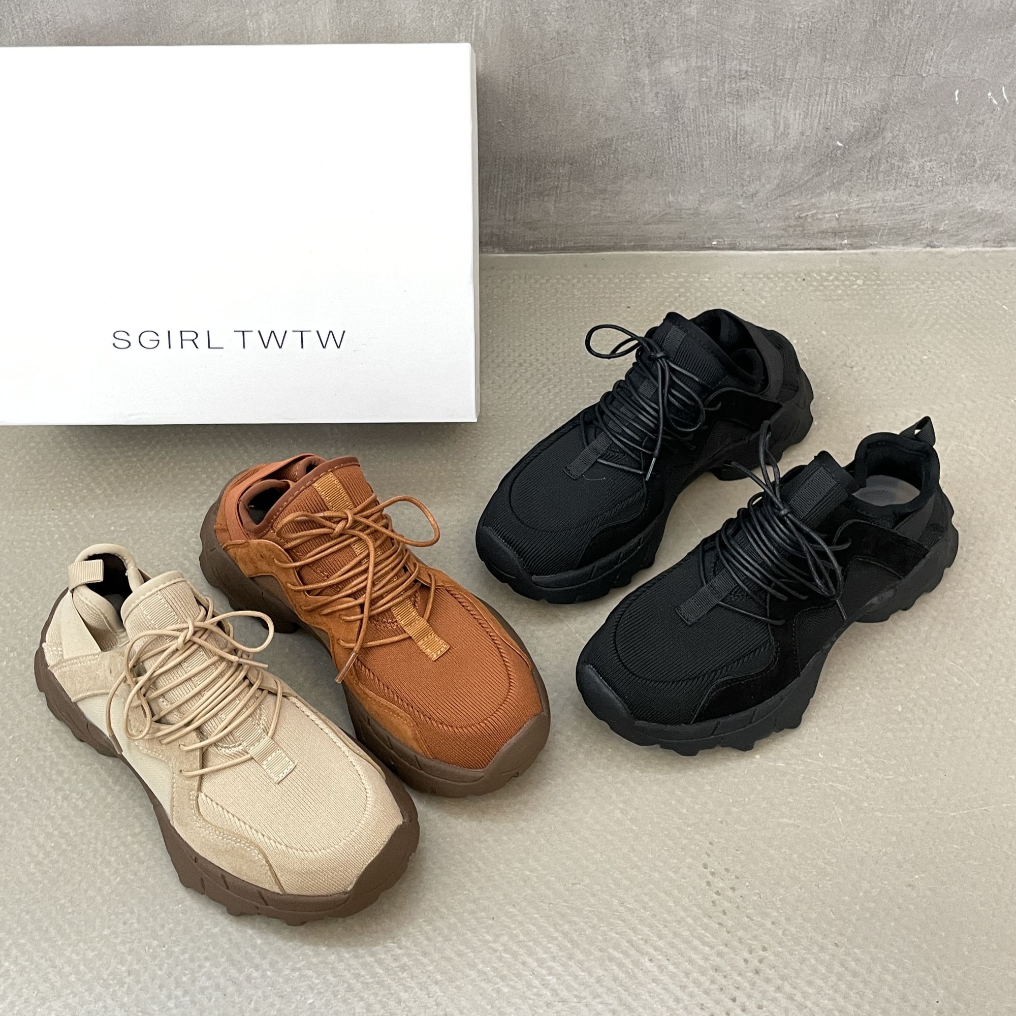 SGIRL TWTW复古针织弹力老爹鞋新款厚底休闲运动鞋袜子鞋潮A575-6