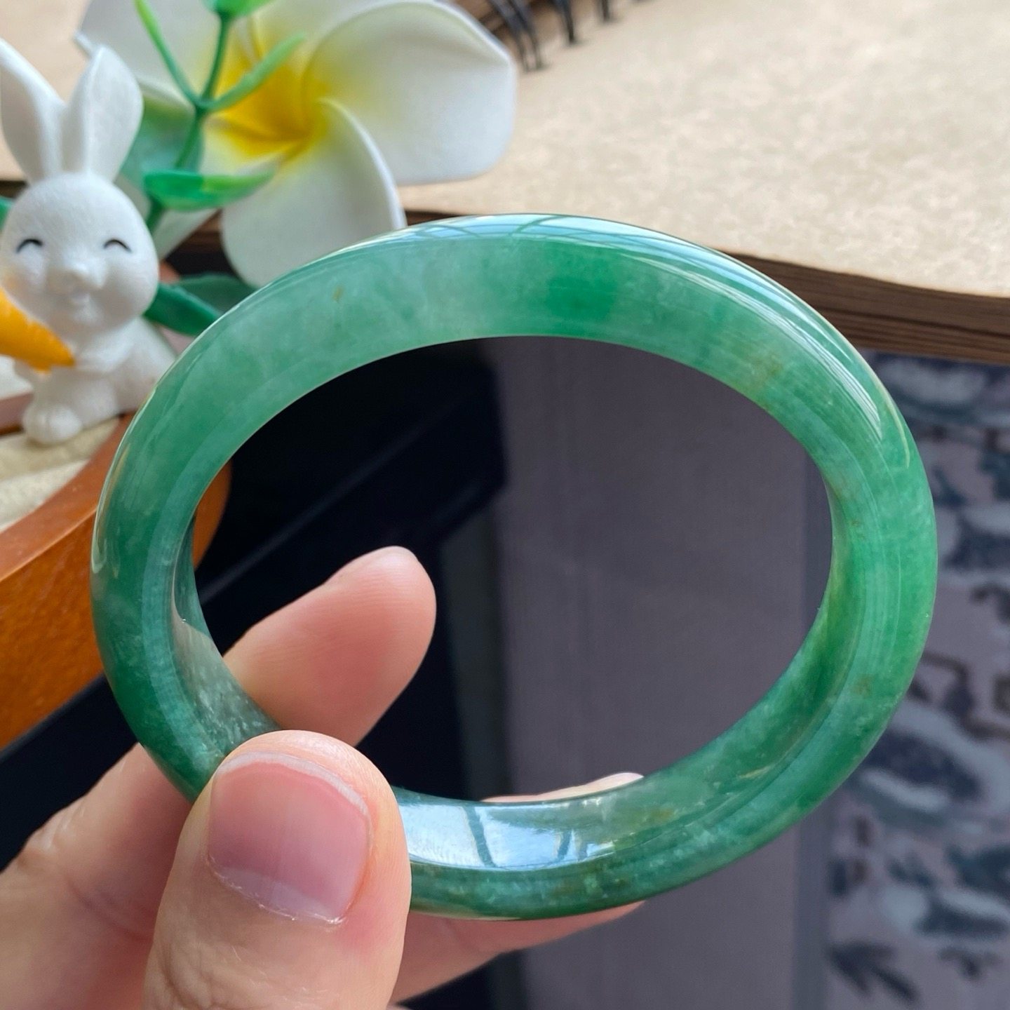 03.21批菠菜绿贵妃镯2101号55-48.5-11.8-7.7天然翡翠