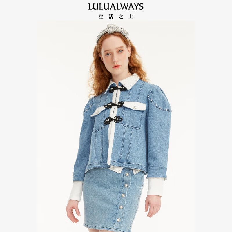 LULUALWAYS盘扣装饰牛仔短外套LOA1002