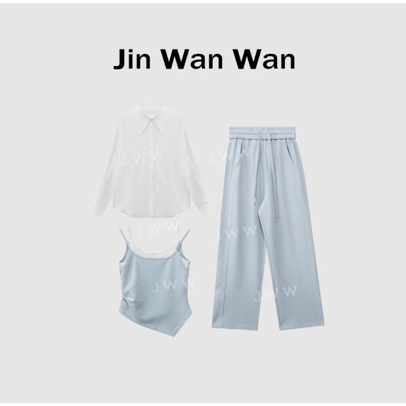 【no退no换】【舒适主义】 修身吊带三件套 外套+内搭+阔腿裤 25217