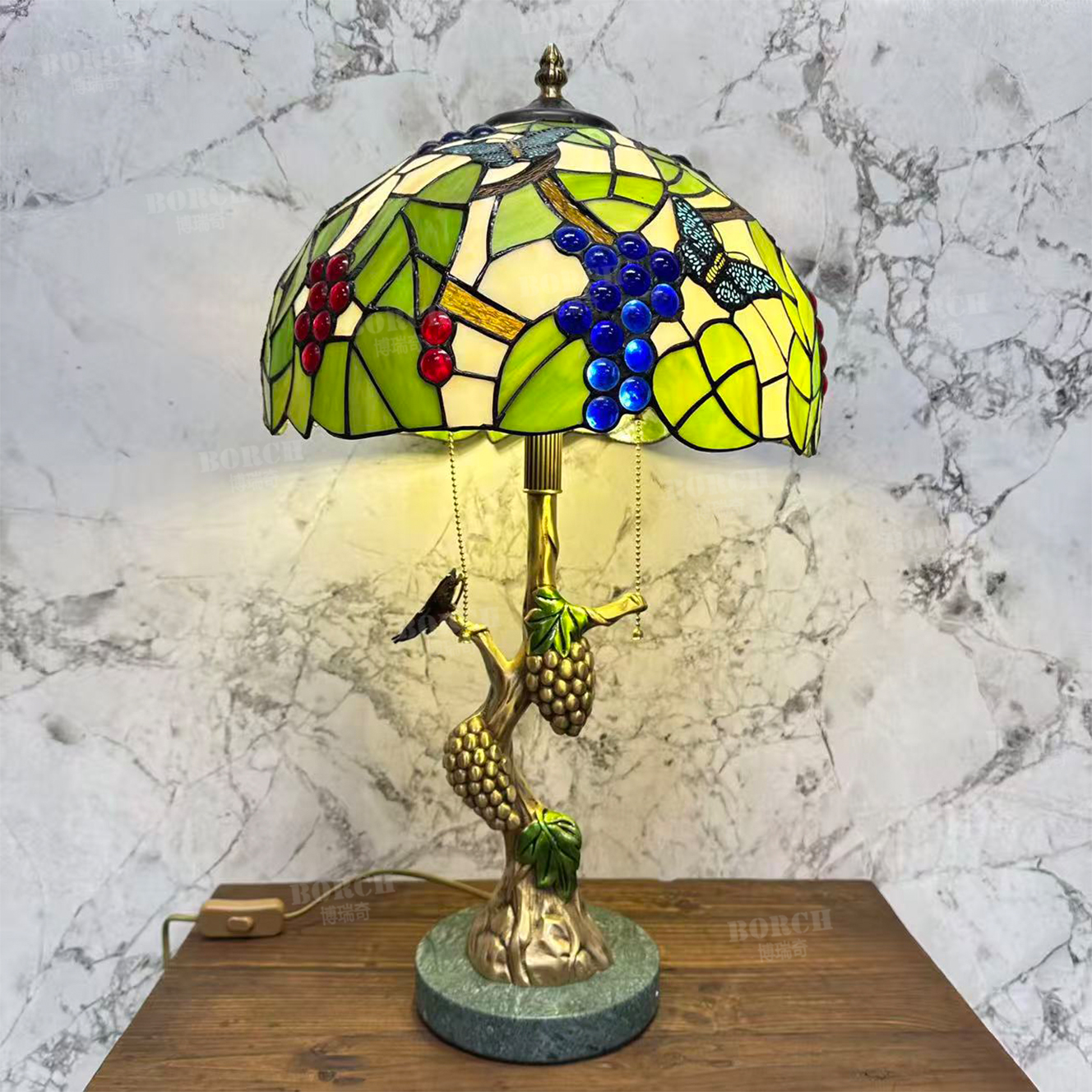 BORCH/博瑞奇蒂凡尼玻璃硕果累累全铜灯卧室客厅装饰摆件09791