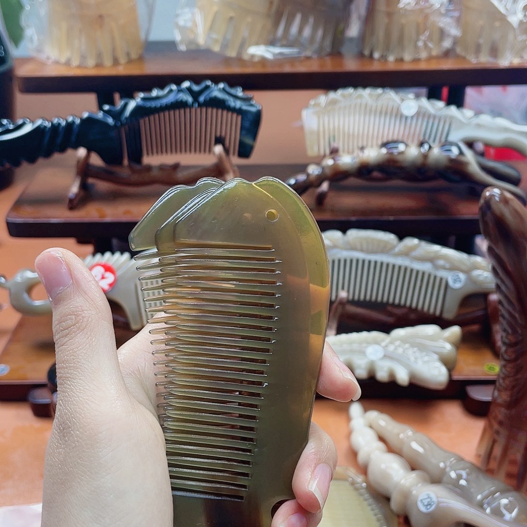 纯手工制作牛角梳瑕疵鱼