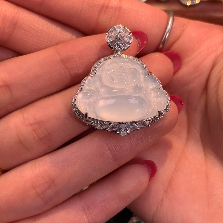 翡翠银S925镶嵌颈饰佛公