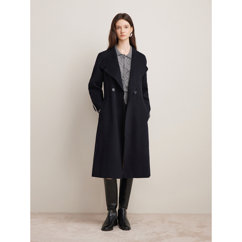 Goodland美地女装冬季新款绵羊毛时尚双面呢气质大衣LC35580360