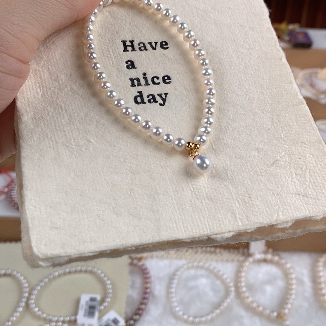 银S925镶嵌手绳淡水珍珠