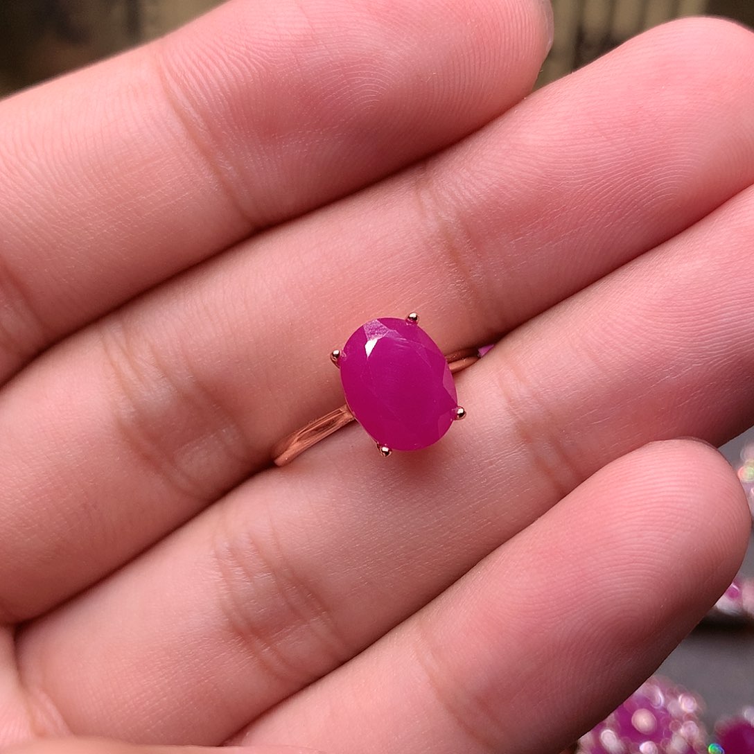 红宝石戒指银S925镶嵌