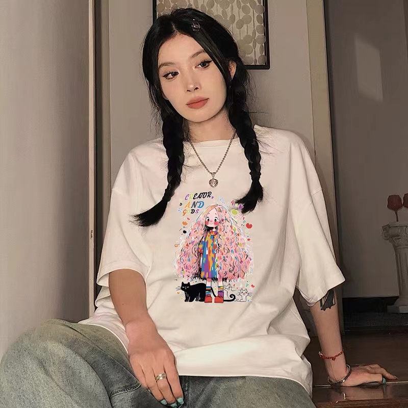 2025短袖圆领印花T恤春夏卡通时尚小众多款式