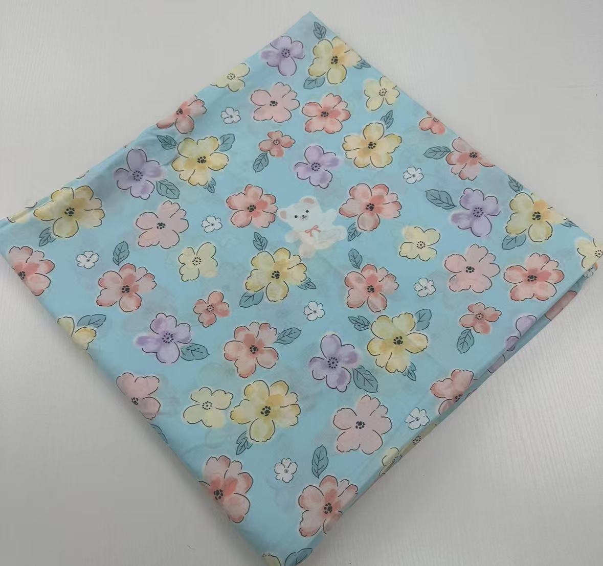 （缤纷蓝）绵绸人造棉双层夹被凉爽柔软舒适透气