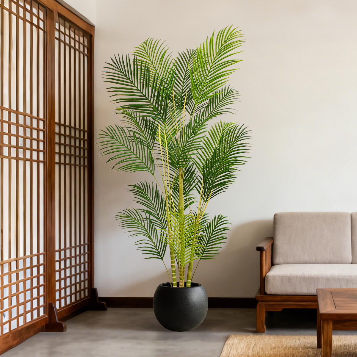 高端轻奢散尾葵仿真绿植凤尾葵室内装饰客厅落地摆件假盆栽植物大