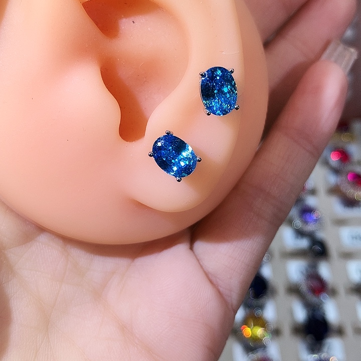 耳坠海蓝宝石银S925镶嵌白68