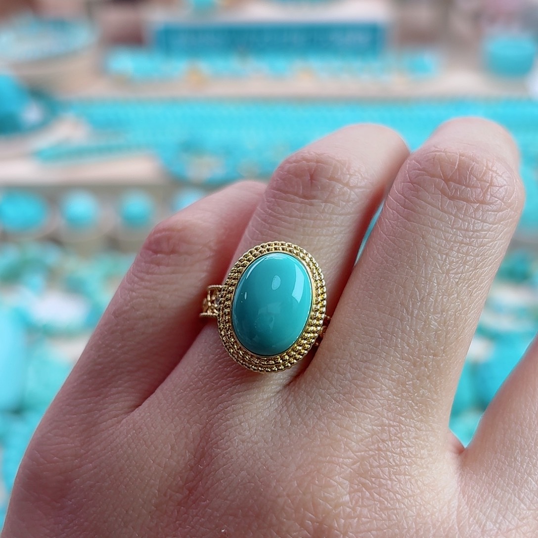 绿松石18K金镶嵌珠宝奇石