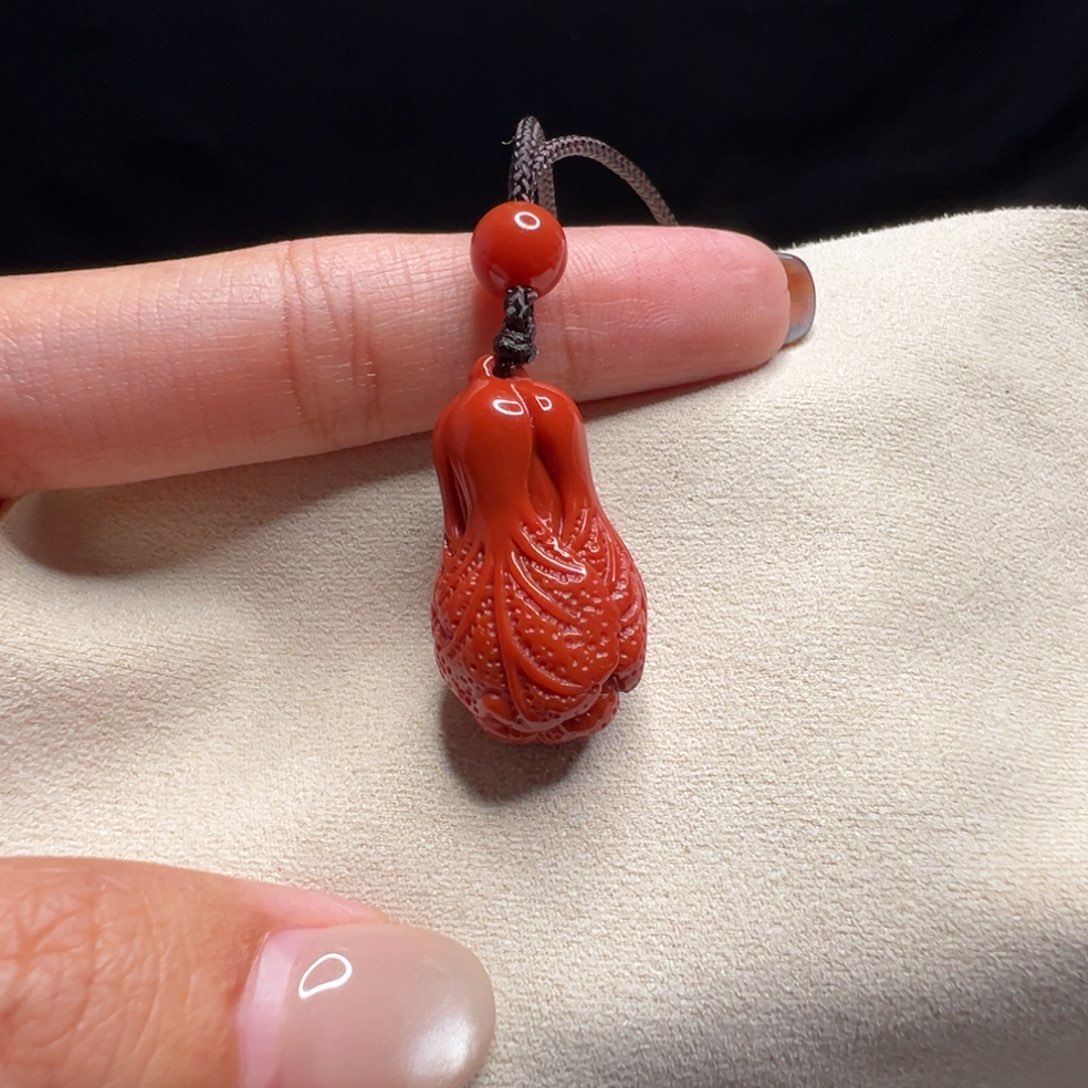 未镶嵌南红玛瑙南红玛瑙天*东山柿子红白菜吊坠