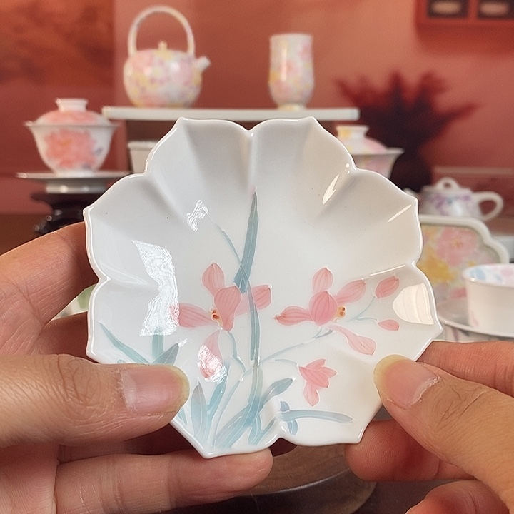 杯垫手绘釉下彩高温