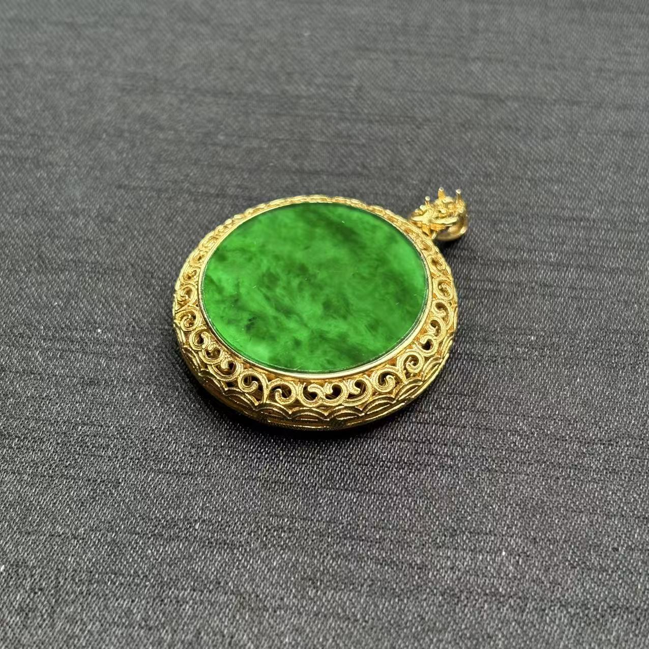 【无事牌2小】纯天然A货满绿高冰种翡翠无事牌吊坠36.7*29.1*7