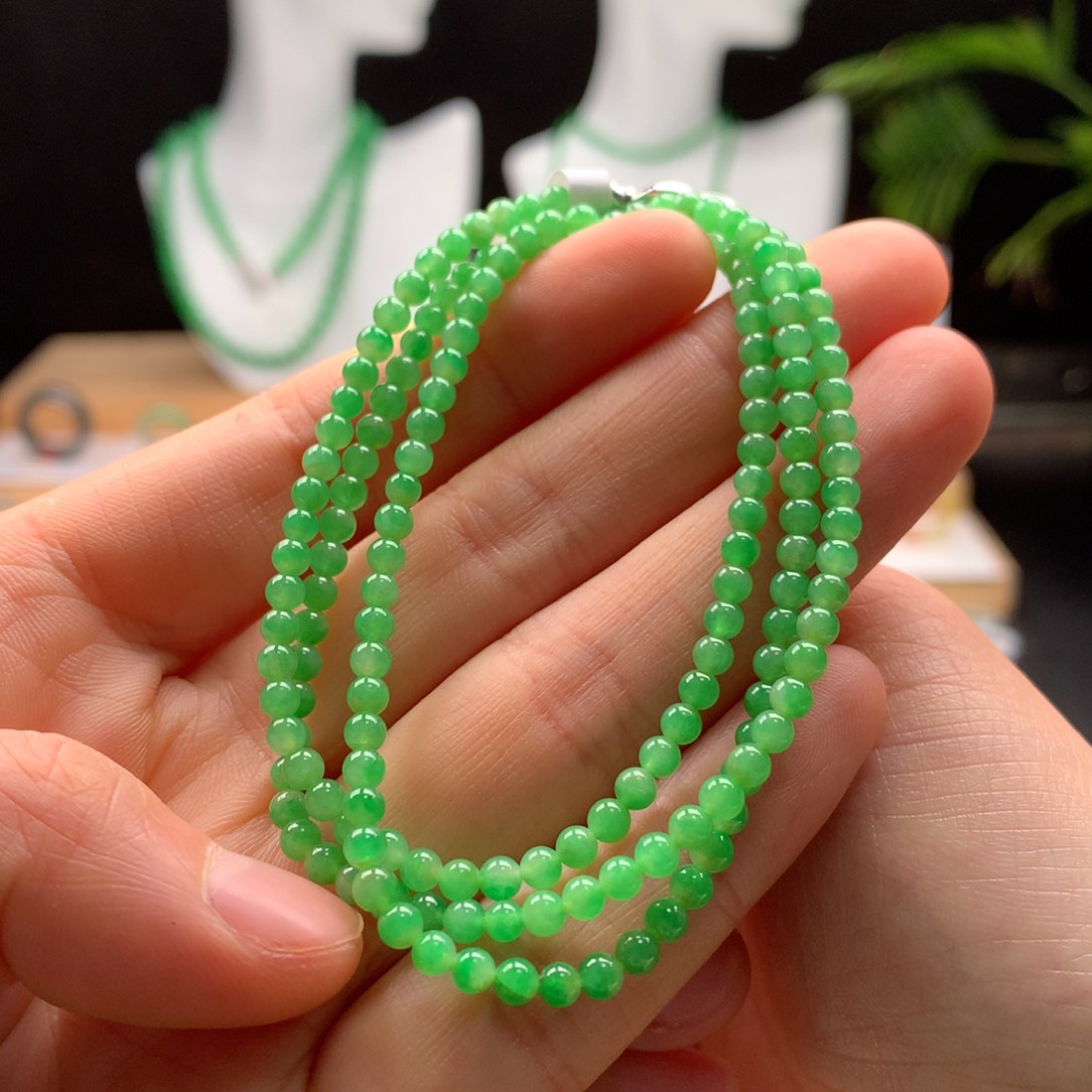 翡翠颈饰未镶嵌天然缅甸A货翡翠