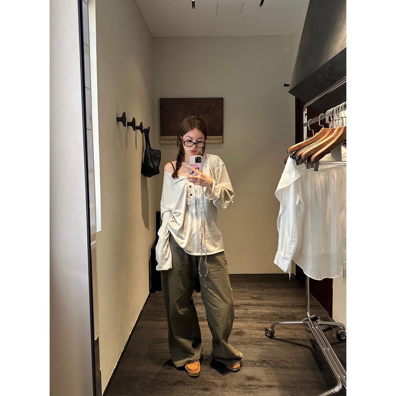 DYANGJUN 【绿野仙踪】夏季新品绿色休闲裤宽松直筒