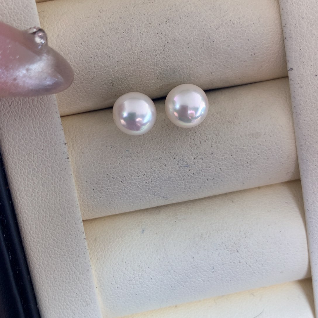 海水珍珠耳饰银S925镶嵌