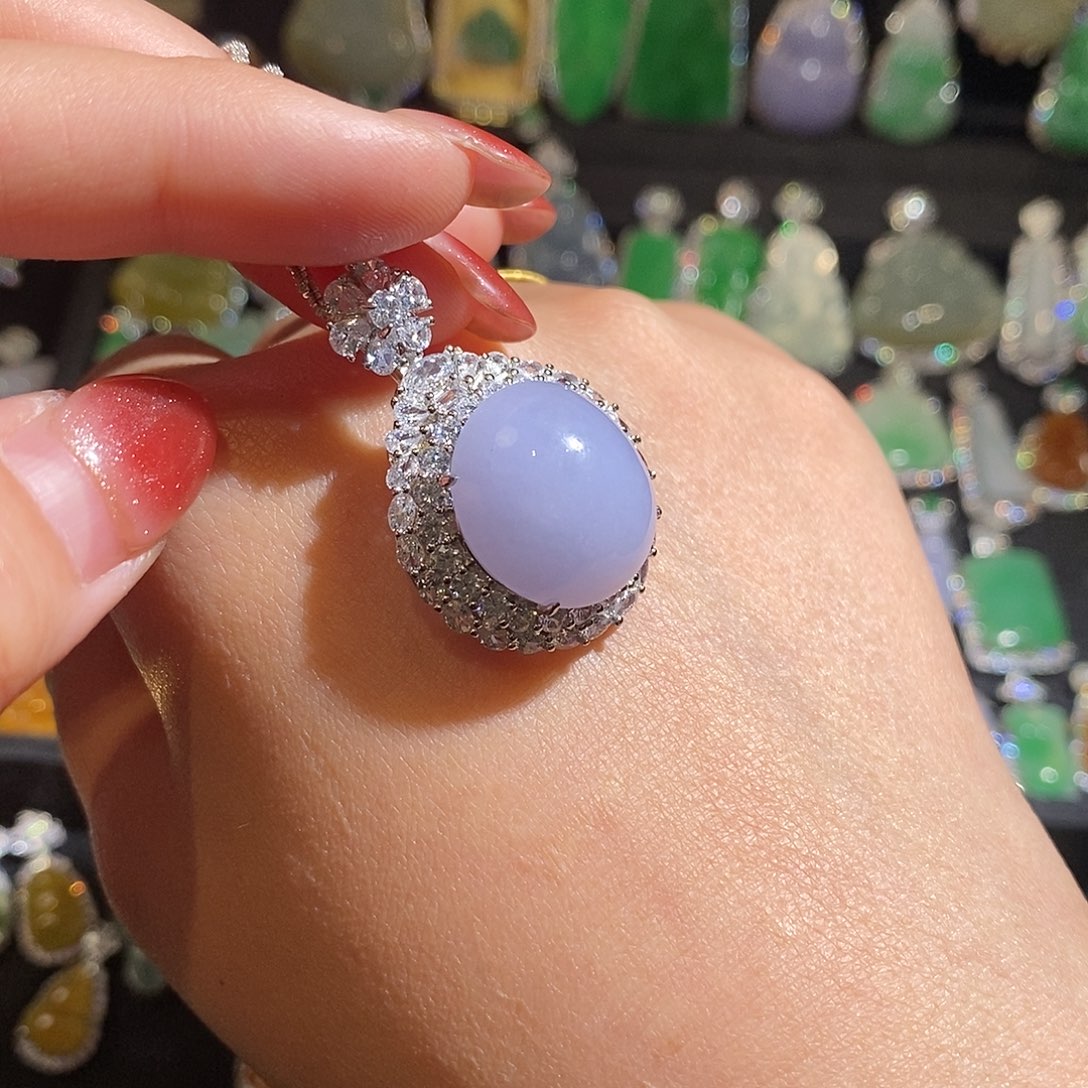 颈饰银S925镶嵌翡翠雨*天然翡翠