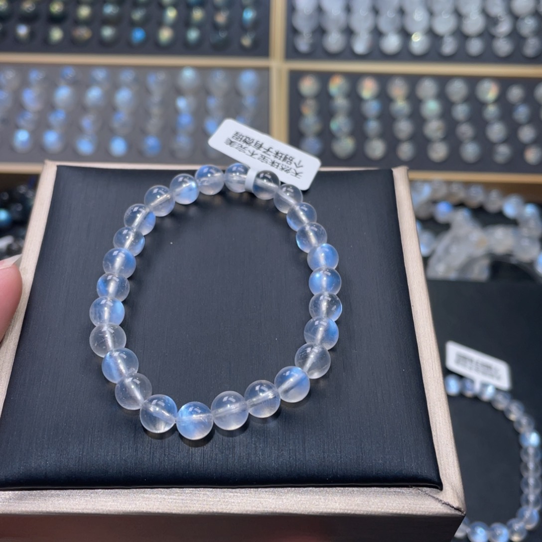 手链未镶嵌长石黄*玛蓝月光手链7mm