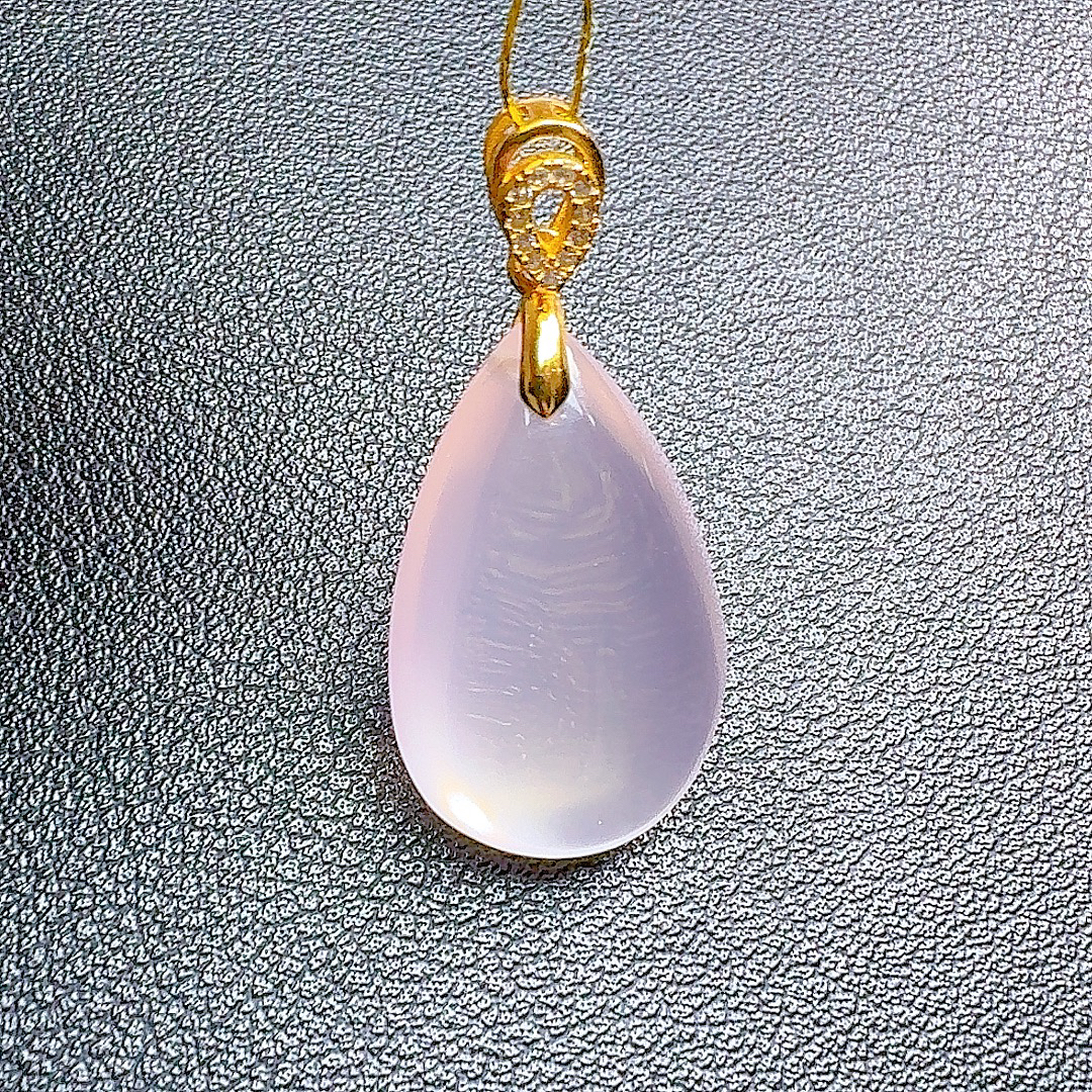 天然精品S925银粉水晶芙蓉石吊坠