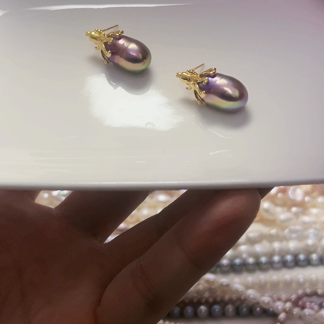 淡水珍珠耳饰银S925镶嵌