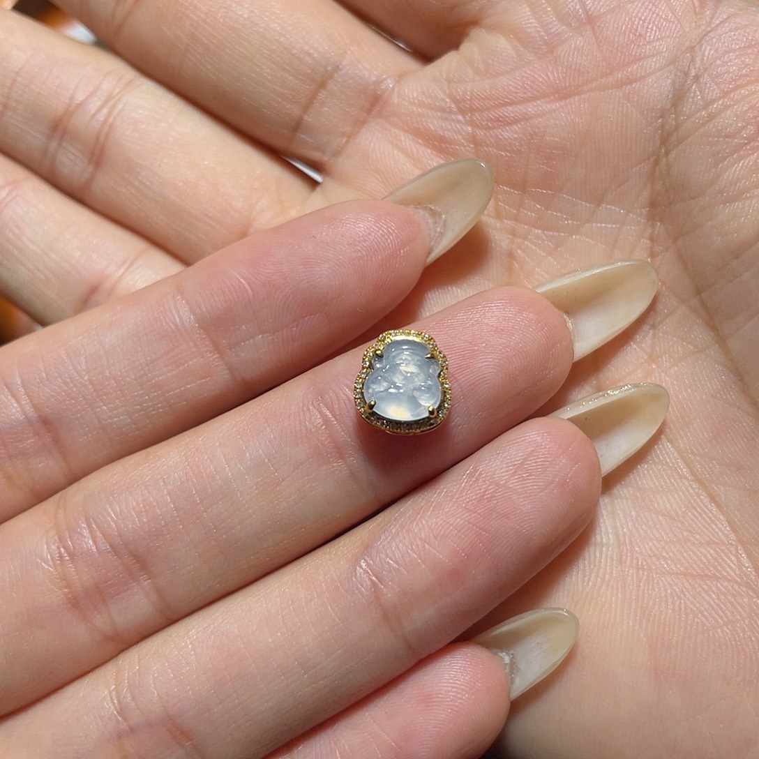 青***服翡翠18K金镶嵌吊坠(不含链)