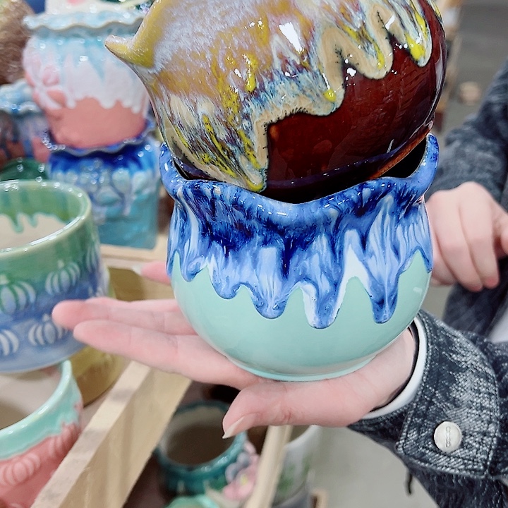 有孔，凑单福利满10元发货陶瓷多肉花盆！