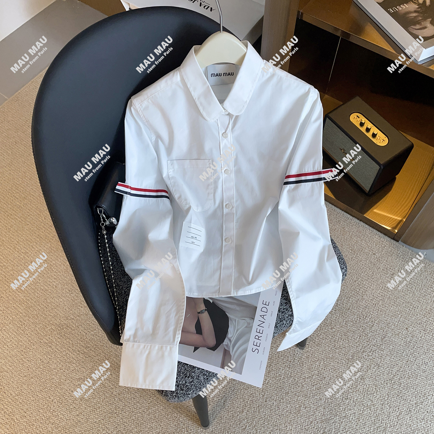 双袖新款衬衫女款白色衬衫休闲百搭上衣DY8555