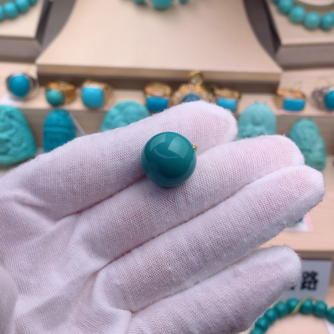 绿松石珠宝奇石未镶嵌16mm