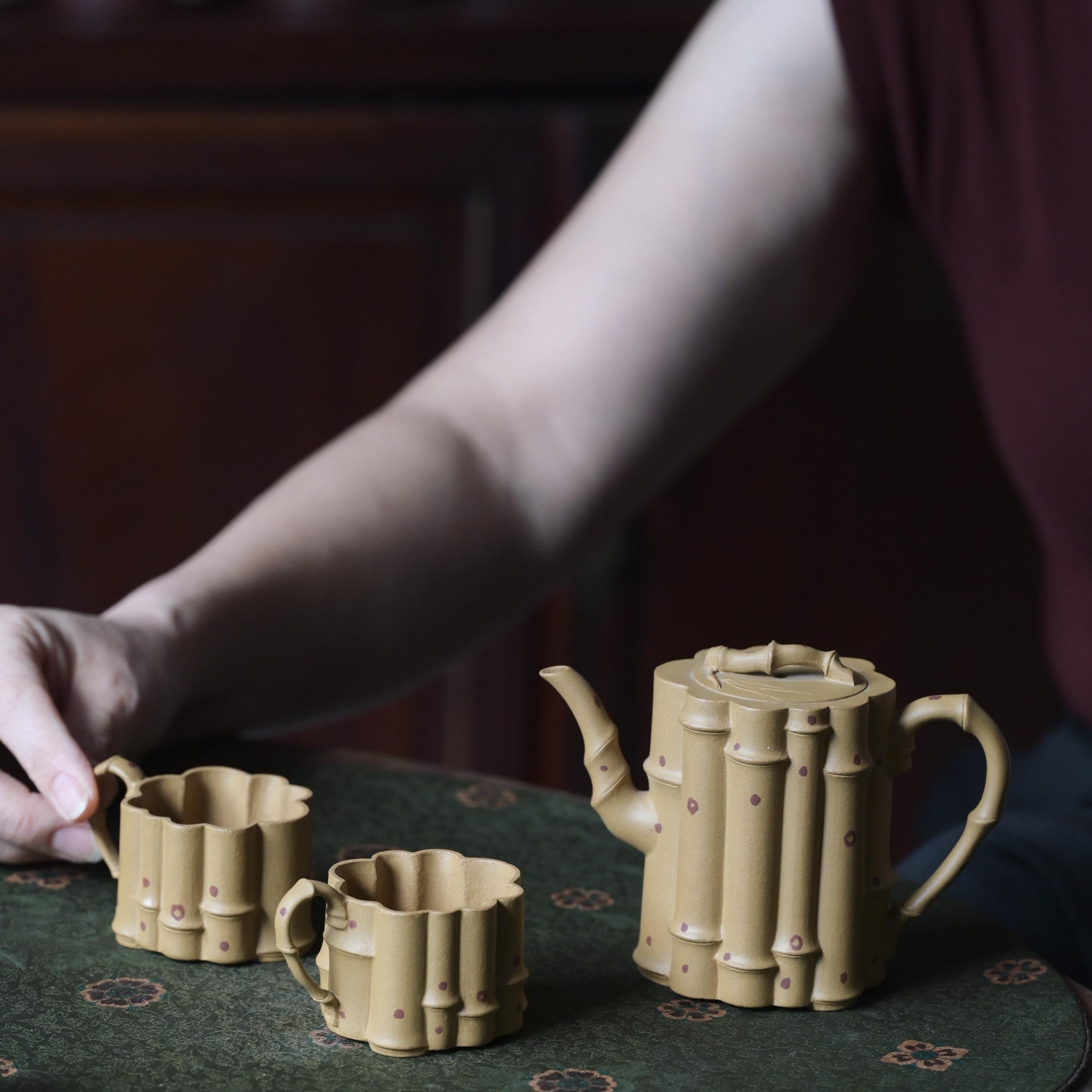 境心茶器【竹简套组·段泥 170cc 】原矿紫砂 精工花器 宜兴紫砂