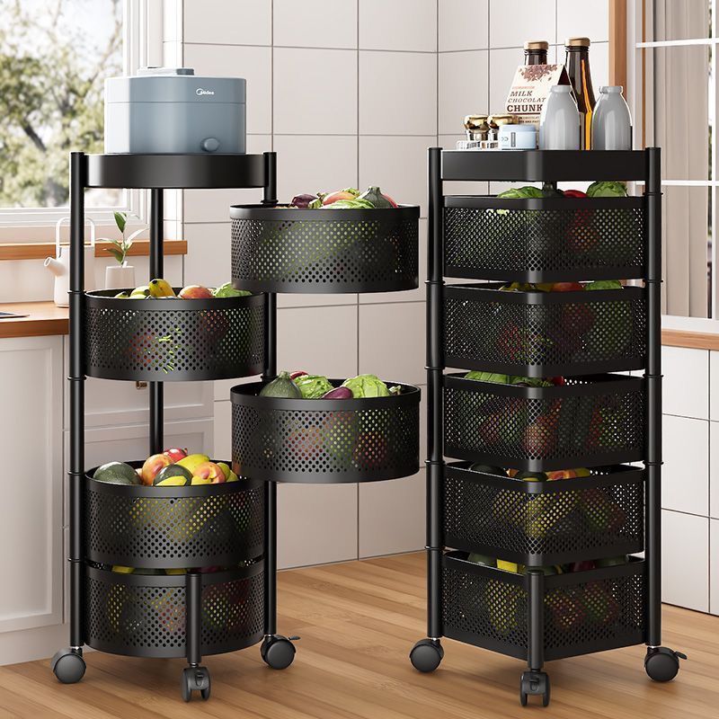 【厨房收纳置物】可旋转厨房蔬菜置物金属柜落地多层家用果蔬篮子