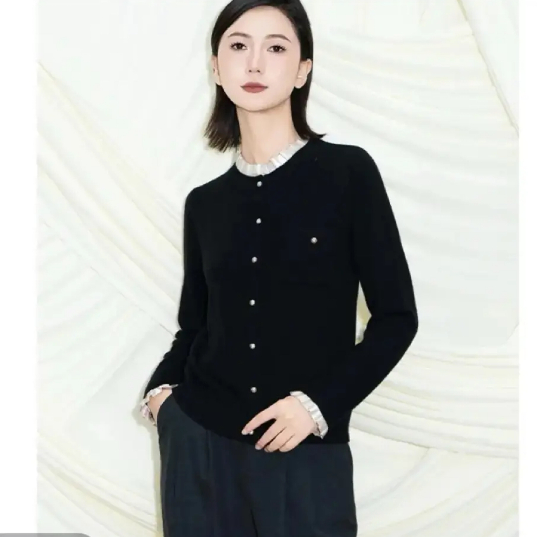 玛丝恩迪纯色适中常规女长袖针织毛针织衫