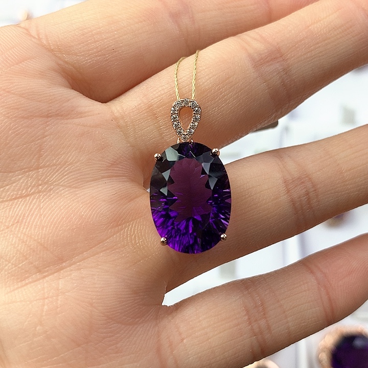 紫晶颈饰银S925镶嵌天然紫水晶
