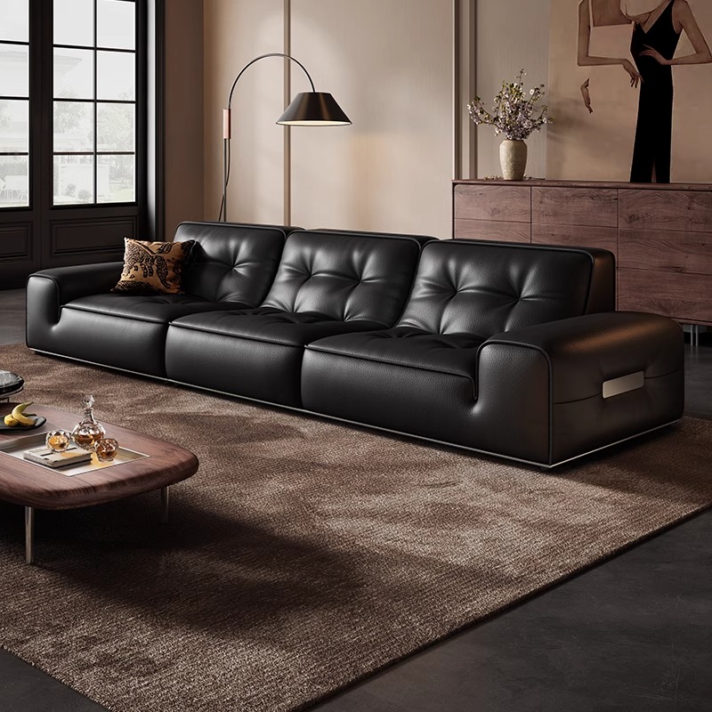 【亚岛传承】-金刚牛沙发-新款全皮全青牛皮大黑牛沙发黑金刚沙发
