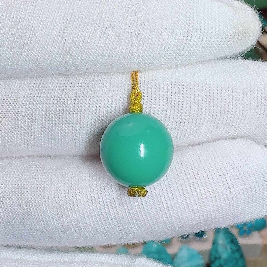 绿松石未镶嵌珠宝奇石精品玉华绿圆珠12+