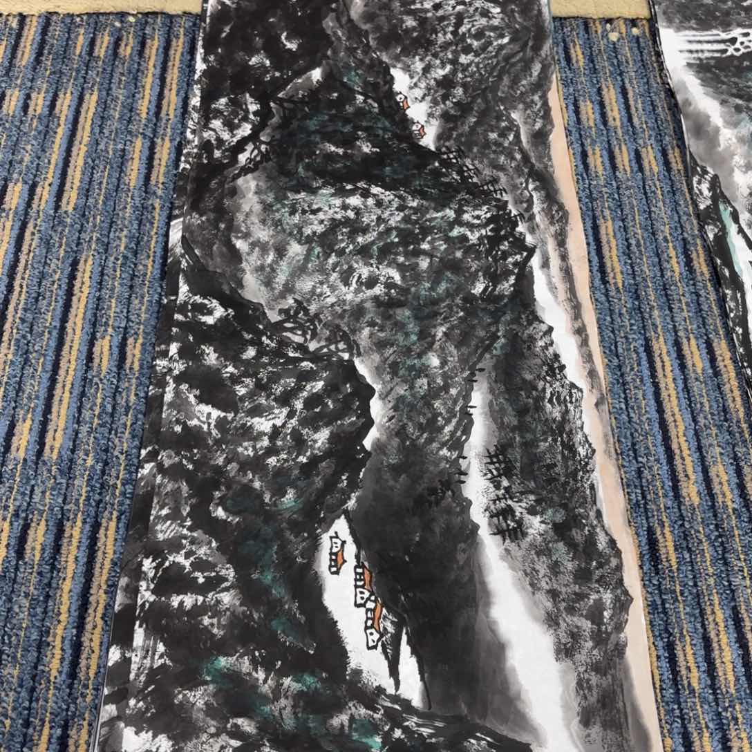 国画国画山水95*35。立春。琪