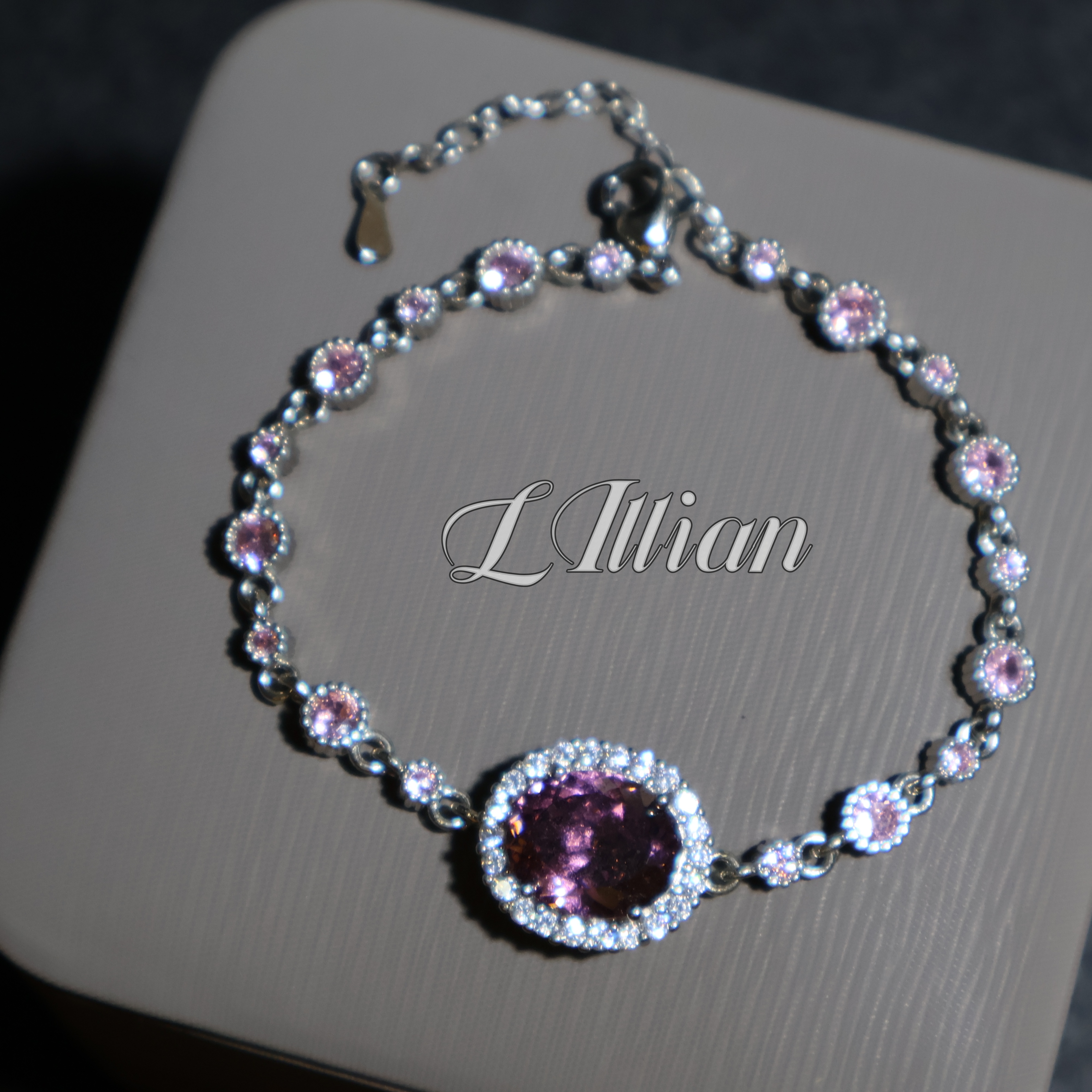 合金手链 莉莉安 满镶干枯玫瑰紫冰花手链BP002