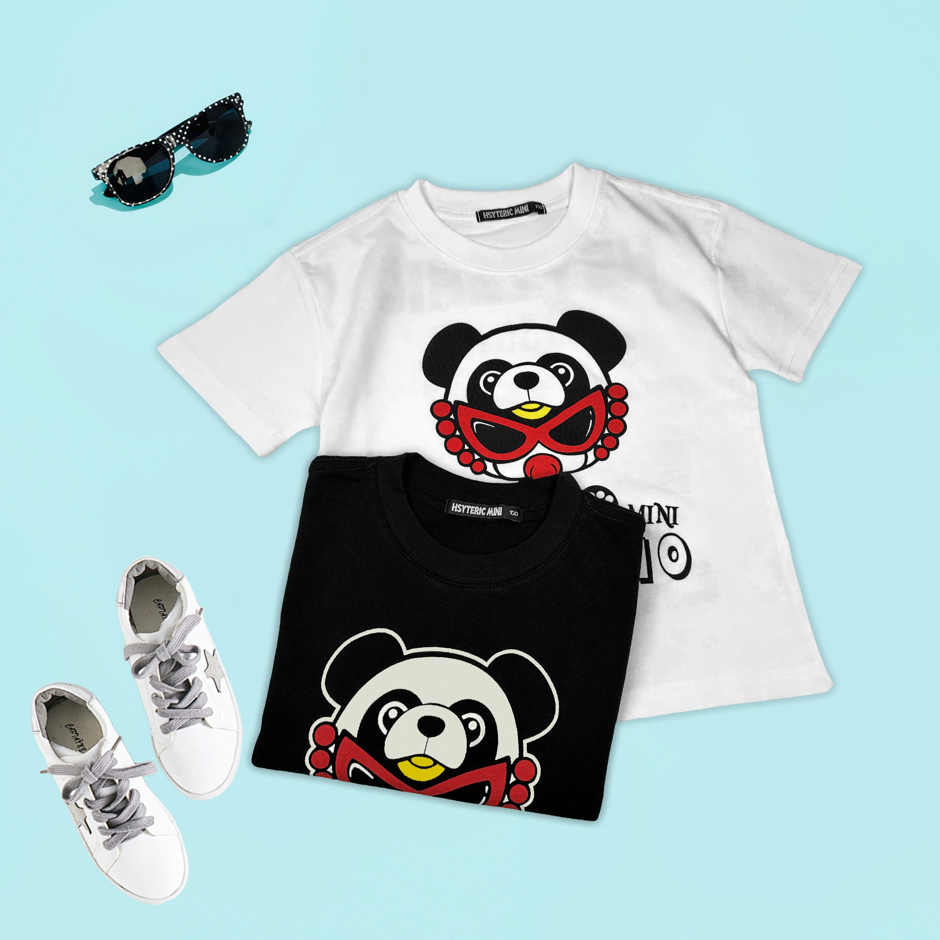 4147【黑白熊猫】休闲夏季亲子短袖