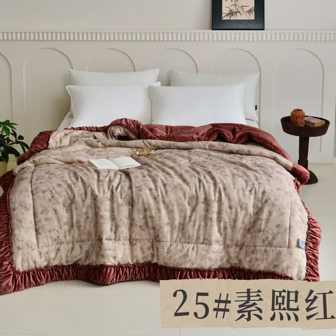 秋冬新款双层纱泡芙被双人200*230微瑕～Y022