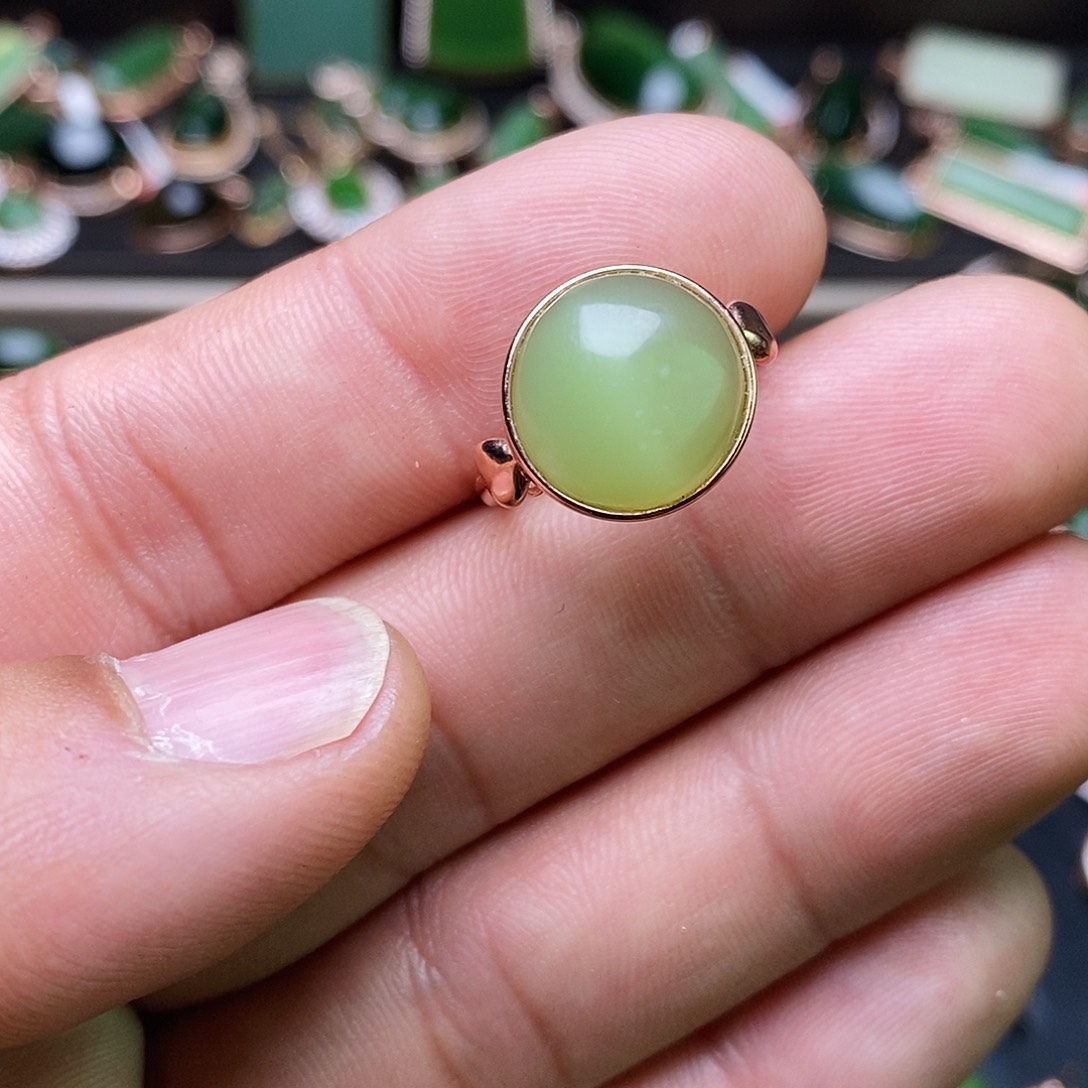 和田玉（碧玉）戒指银S925镶嵌
