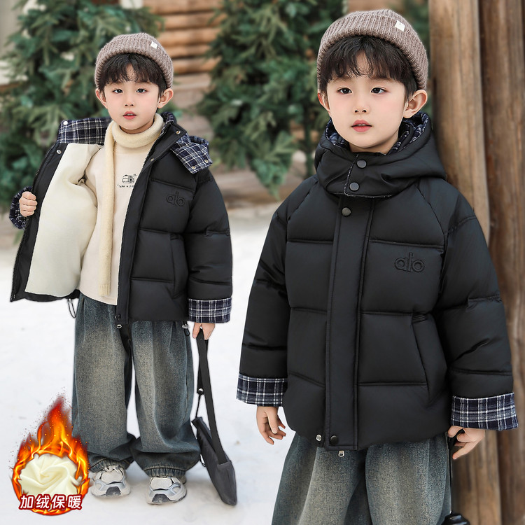 儿童装男童冬季棉服2025新款帅气男孩加绒加厚外套宝宝棉衣服