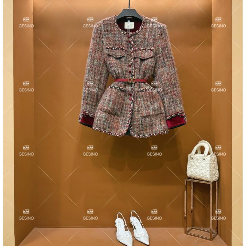 【露露】秋冬气质小香风时尚设计师中长款轻奢服外套QD-2024958