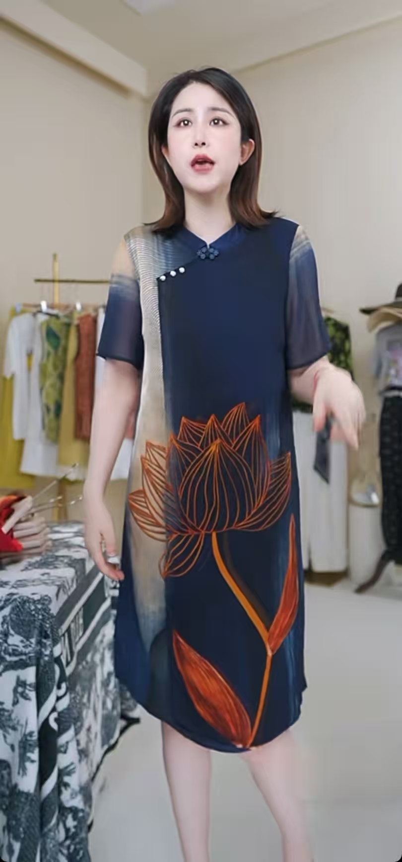 新款25189洋气质高贵夏款裙子夏季短袖设计师长裙