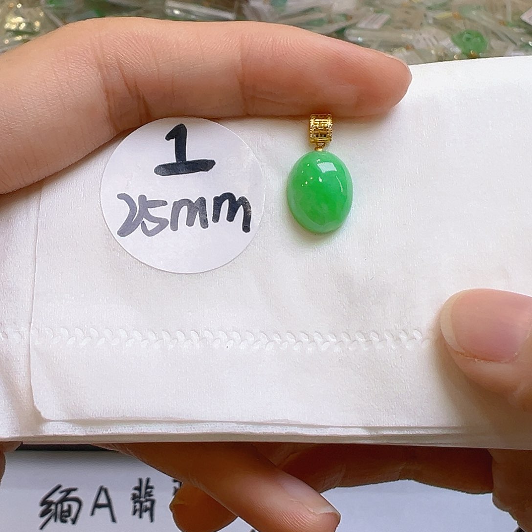 翡翠18K金镶嵌吊坠(不含链)翡翠