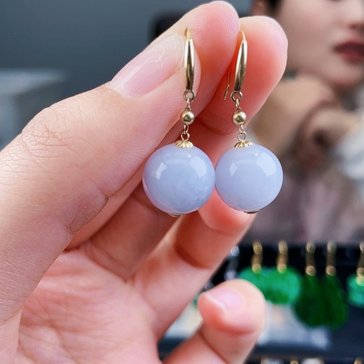 翡翠耳饰18K金镶嵌饰品