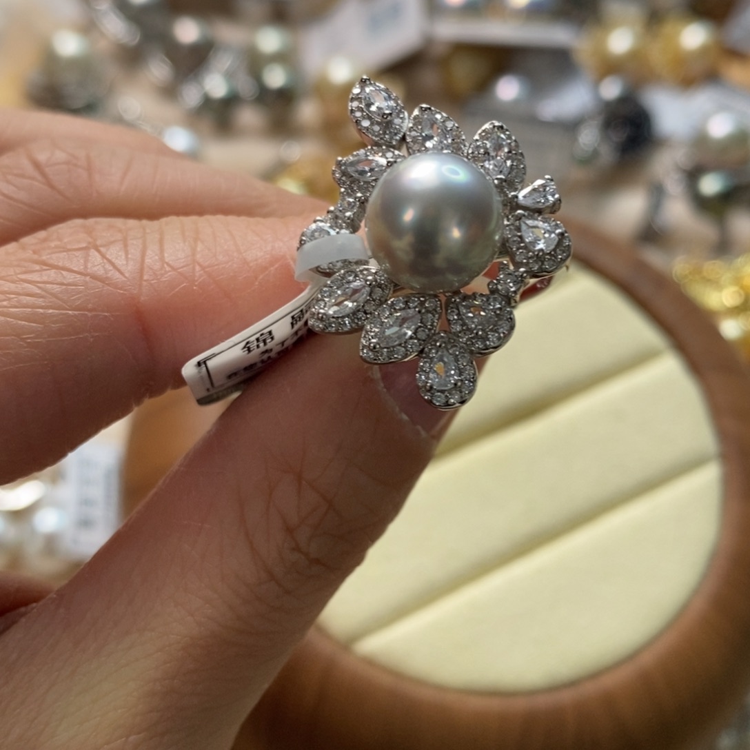 海水珍珠戒指银S925镶嵌