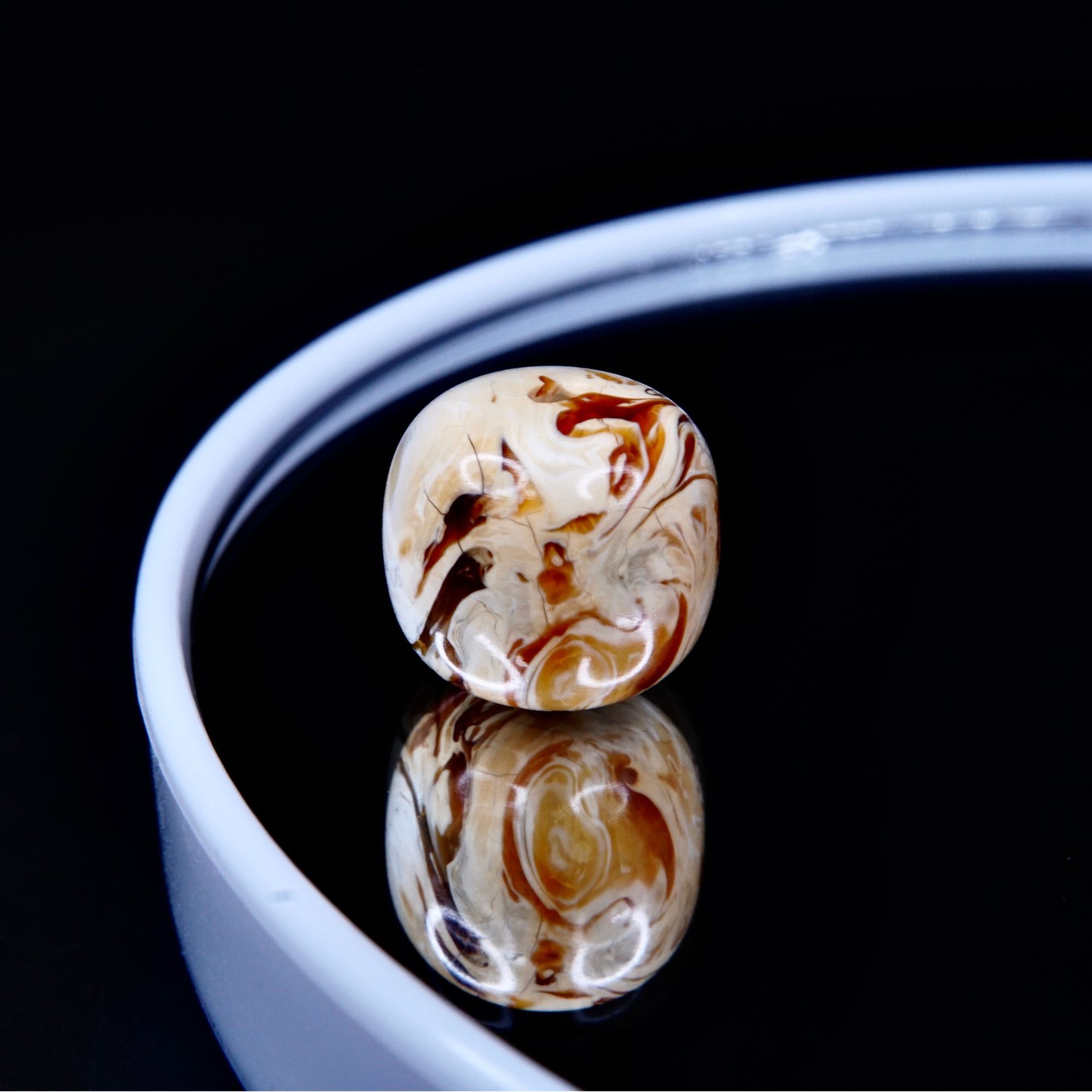 「哪吒闹海」10.8mm红白彩沁拉丝老型D 天然琥珀蜜蜡高端文玩配饰