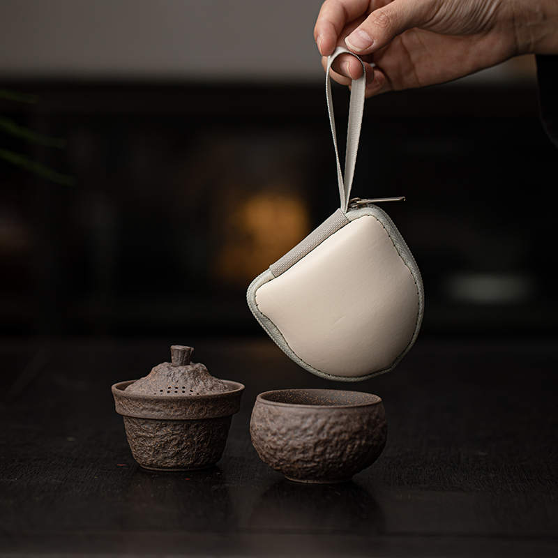 老岩泥单人茶具一壶一杯工位泡茶器出差旅行户外一人饮旅行快客杯