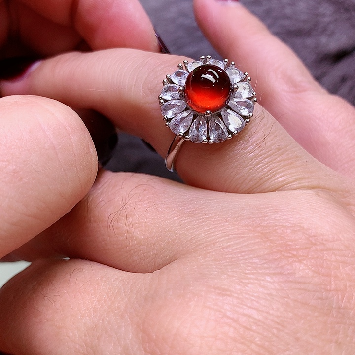 石榴石戒指银S925镶嵌